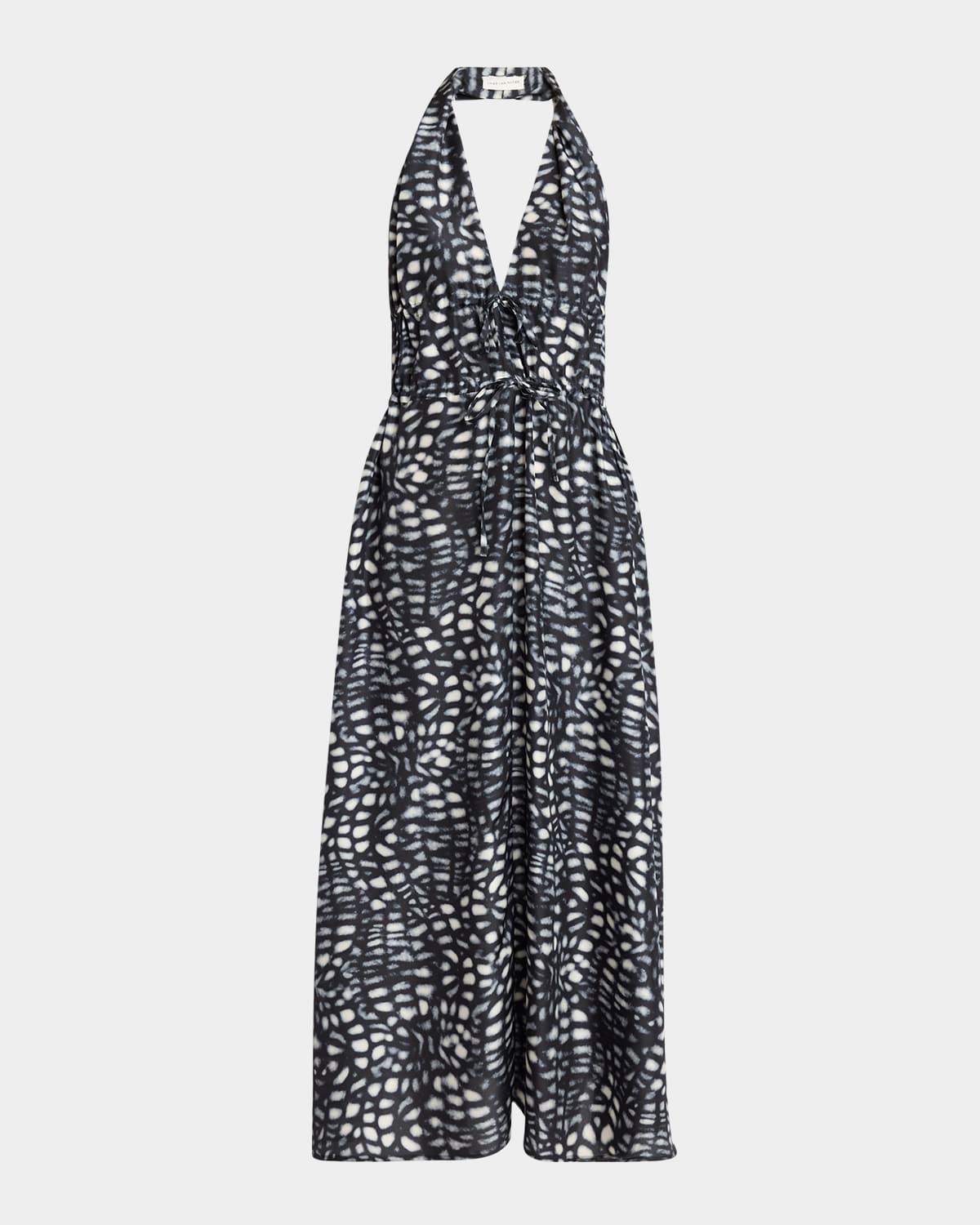 deana cinched backless halter maxi dress