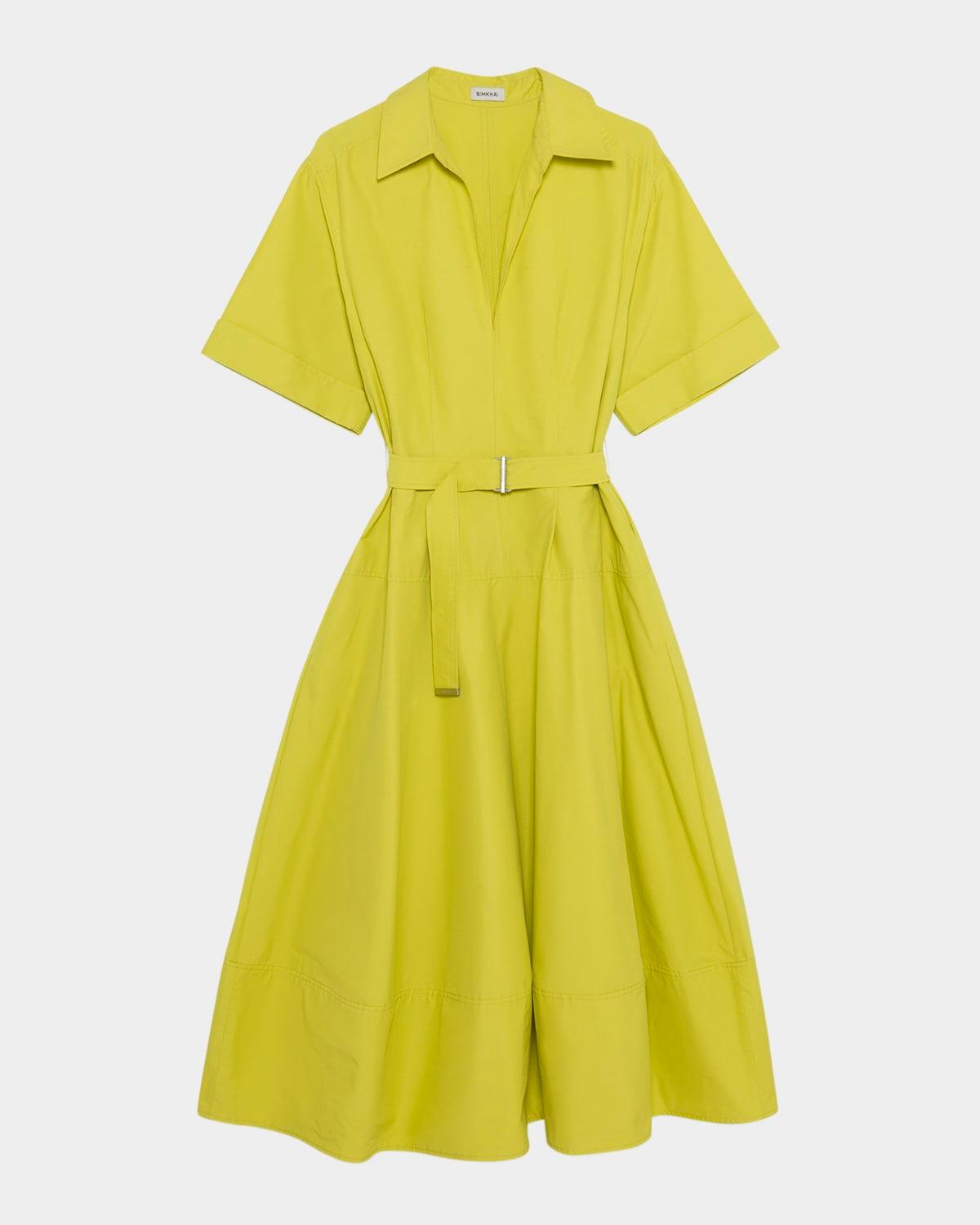 deanna short-sleeve belted midi dress