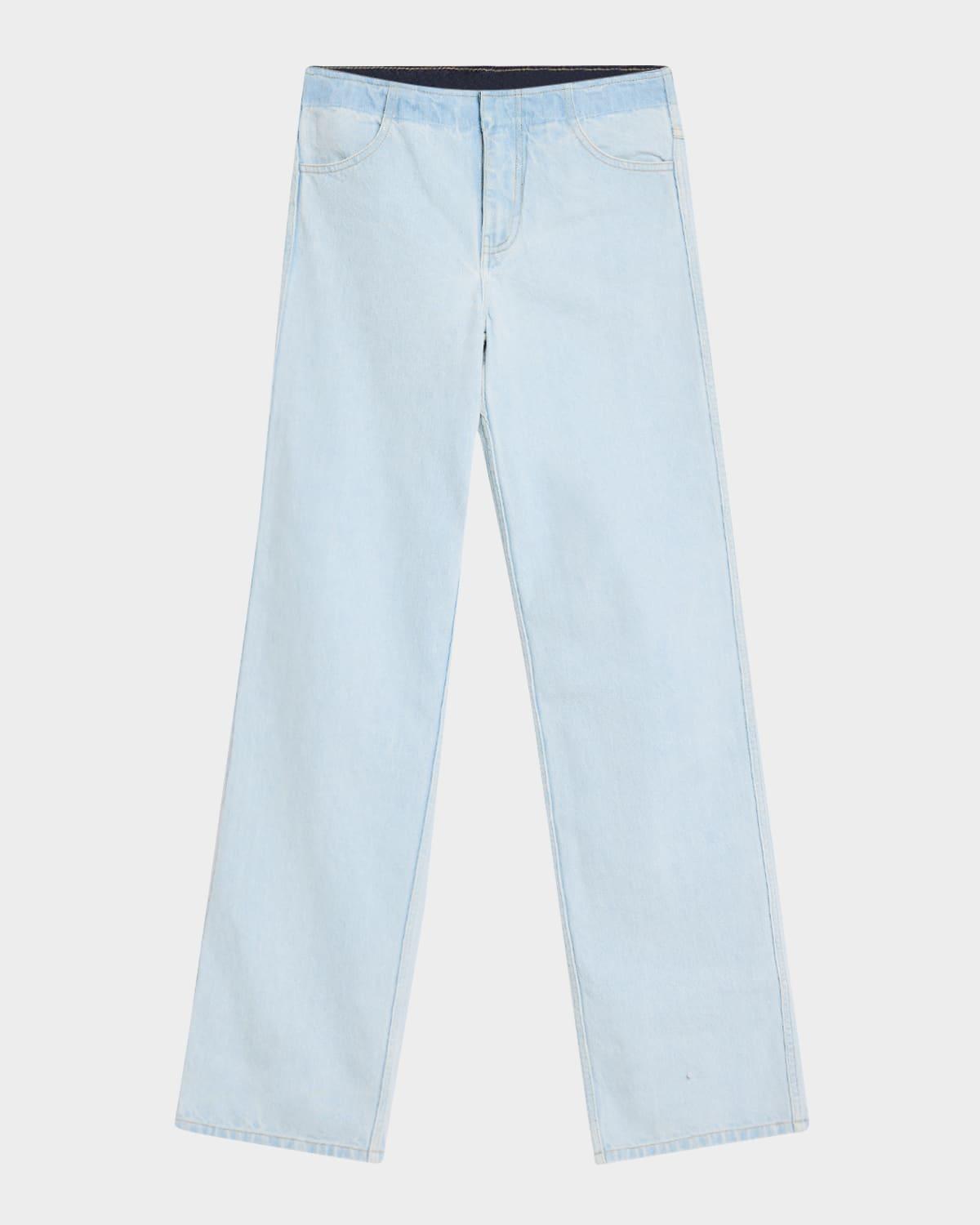 deconstructed denim straight-leg jeans