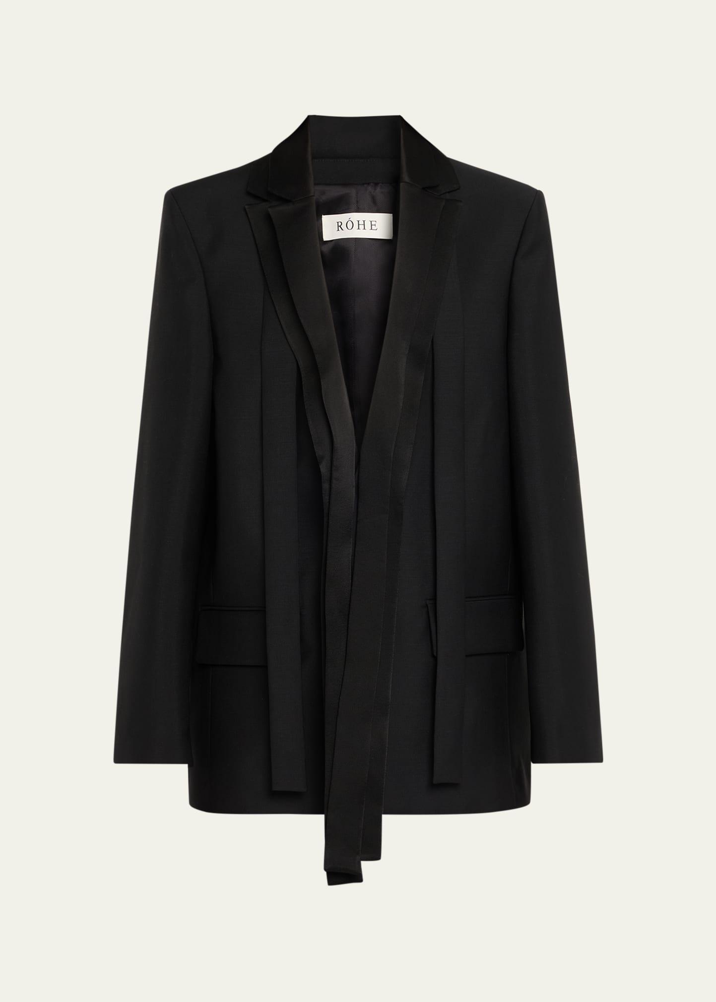 deconstructed satin lapel jacket