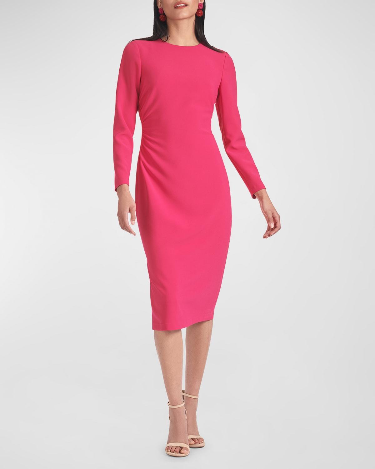 dee ruched bodycon midi dress