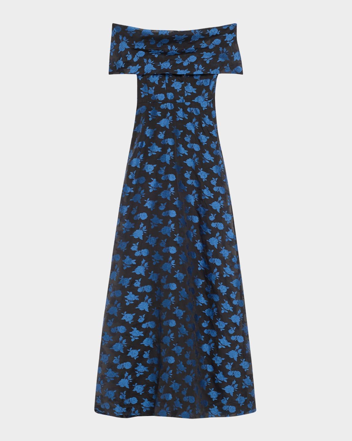 deedie guipure lace off-shoulder gown
