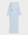 deep v cascade midi silk dress
