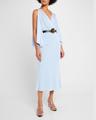 deep v cascade midi silk dress
