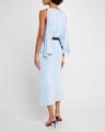 deep v cascade midi silk dress