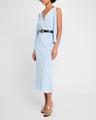 deep v cascade midi silk dress