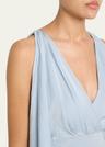 deep v cascade midi silk dress