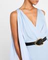 deep v cascade midi silk dress