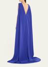 deep v crepe gown with crystal belt