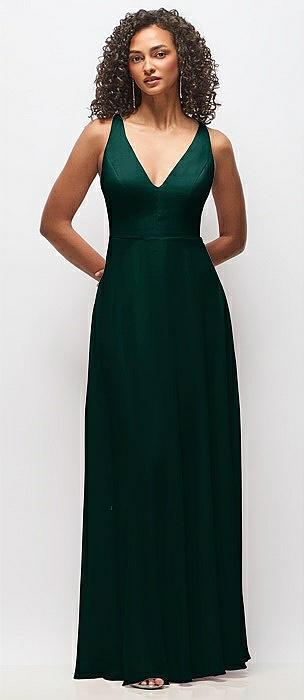 deep v-neck chiffon maxi dress
