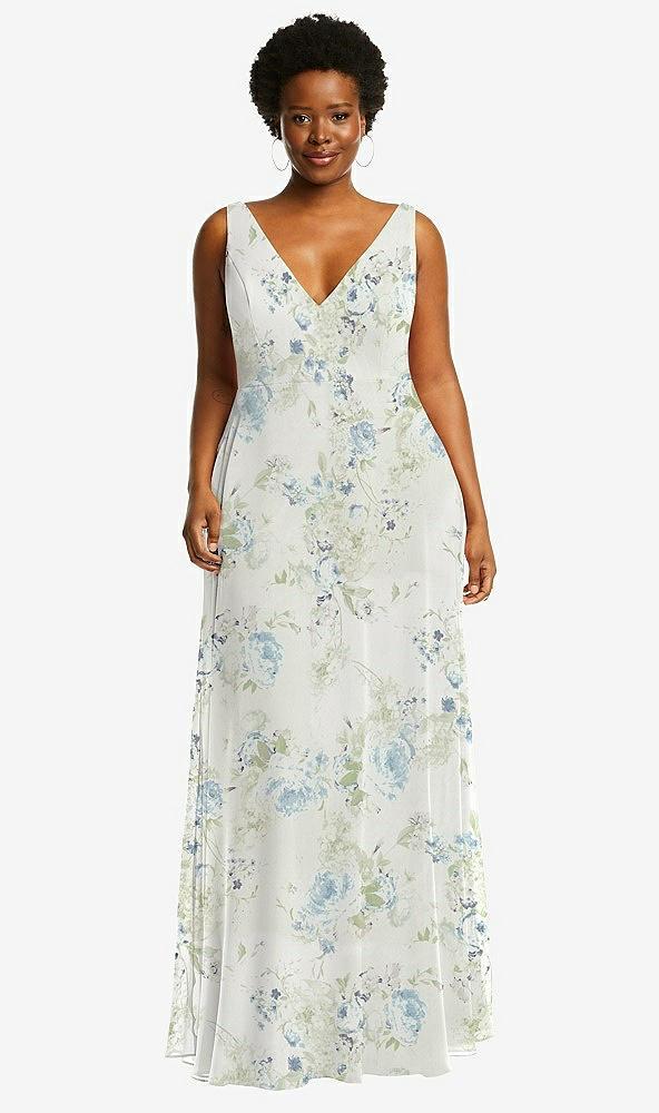deep v-neck chiffon maxi dress