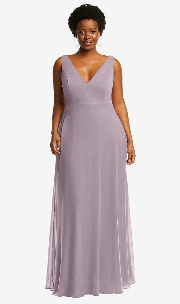 deep v-neck chiffon maxi dress