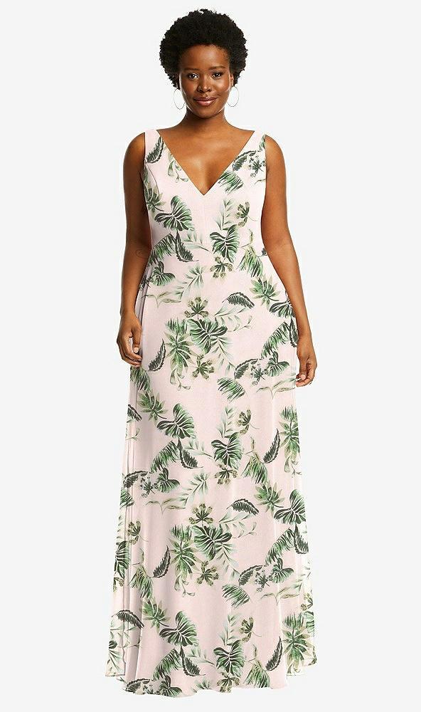 deep v-neck chiffon maxi dress