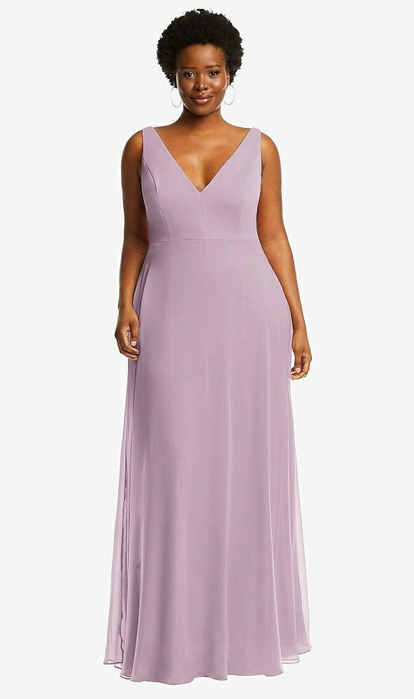 deep v-neck chiffon maxi dress
