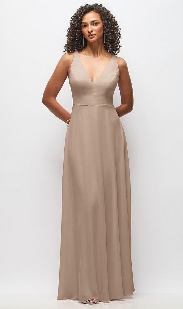 deep v-neck chiffon maxi dress