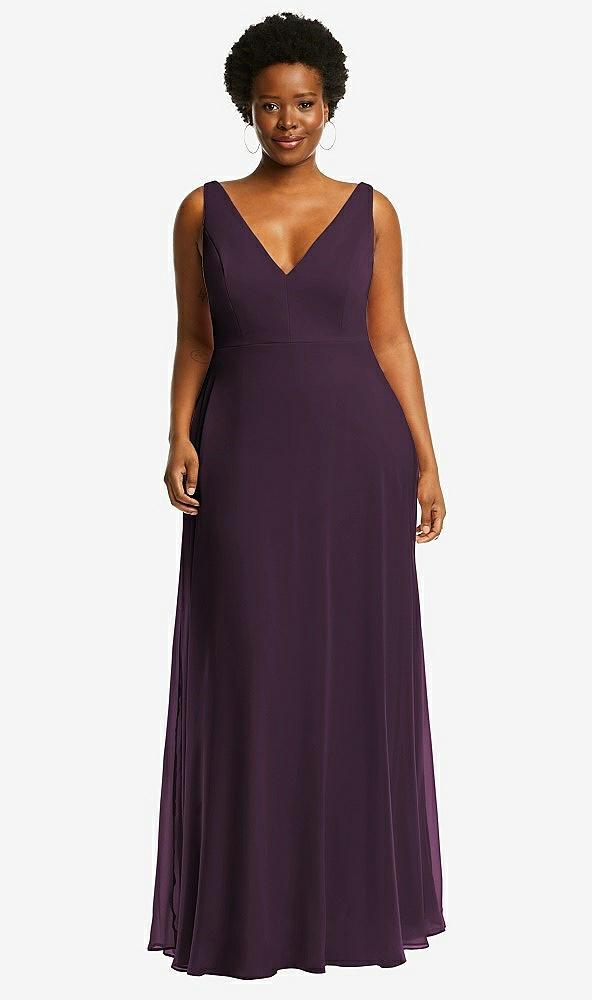 deep v-neck chiffon maxi dress