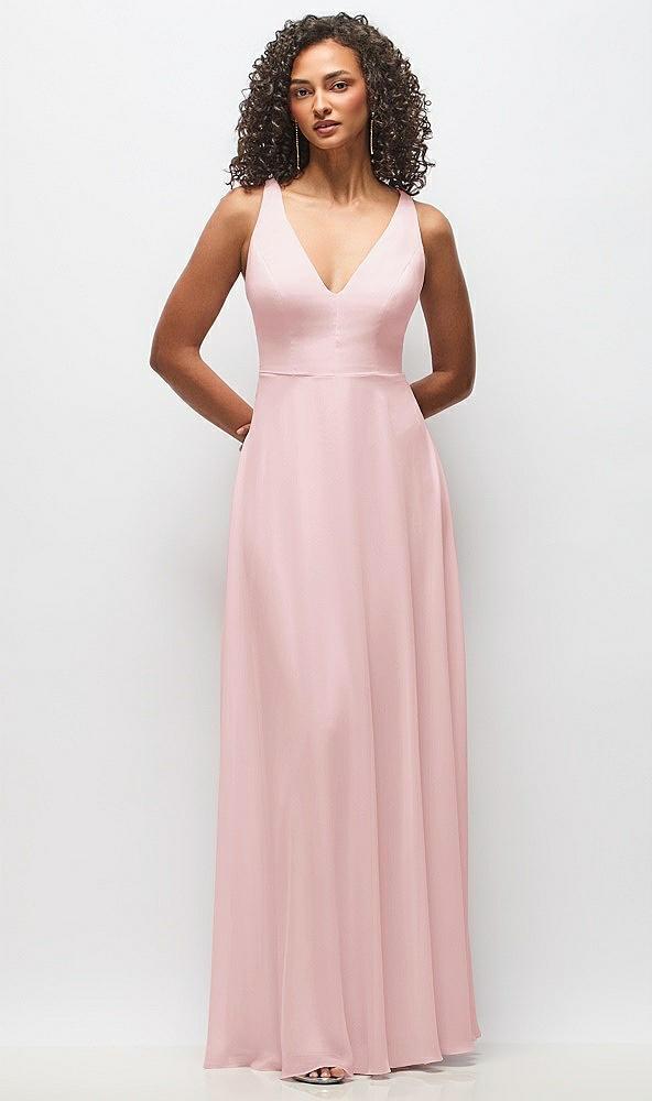 deep v-neck chiffon maxi dress