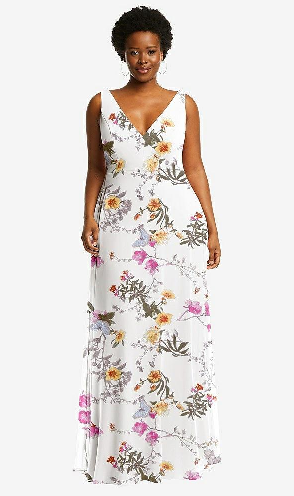 deep v-neck chiffon maxi dress