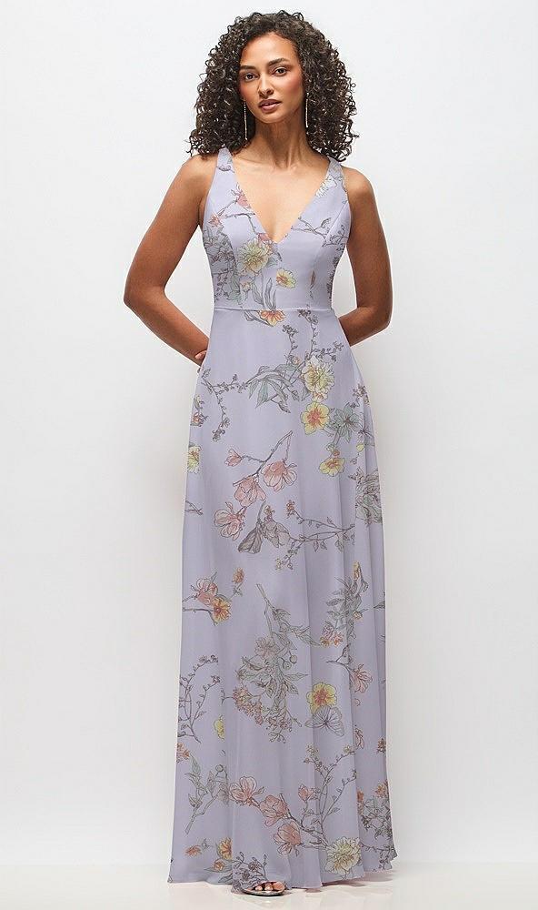 deep v-neck chiffon maxi dress