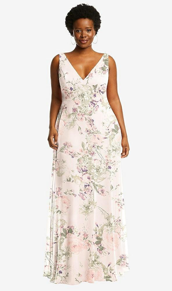 deep v-neck chiffon maxi dress
