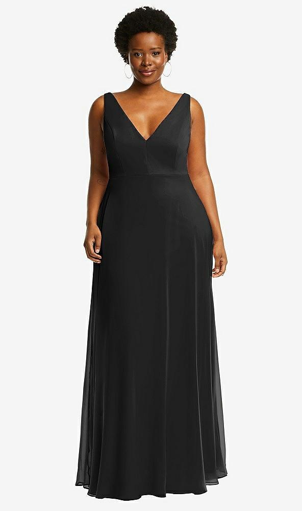 deep v-neck chiffon maxi dress