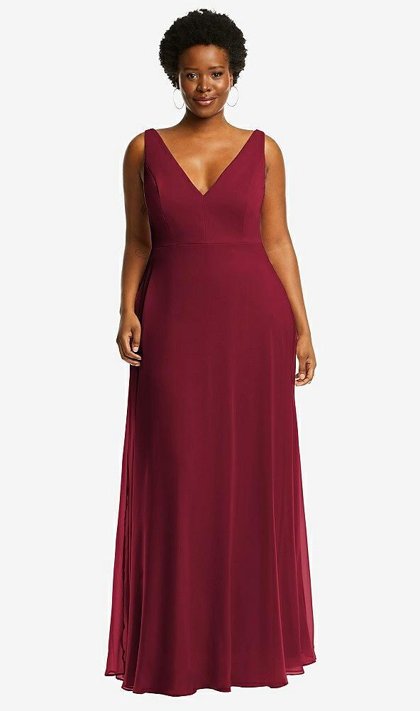 deep v-neck chiffon maxi dress