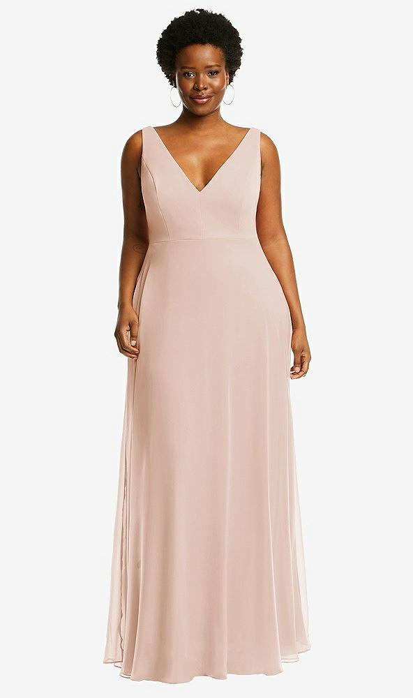 deep v-neck chiffon maxi dress