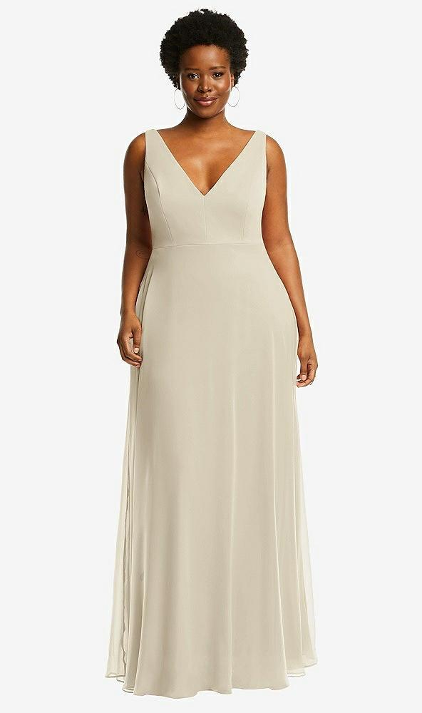 deep v-neck chiffon maxi dress