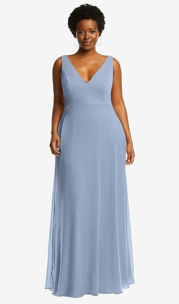 deep v-neck chiffon maxi dress