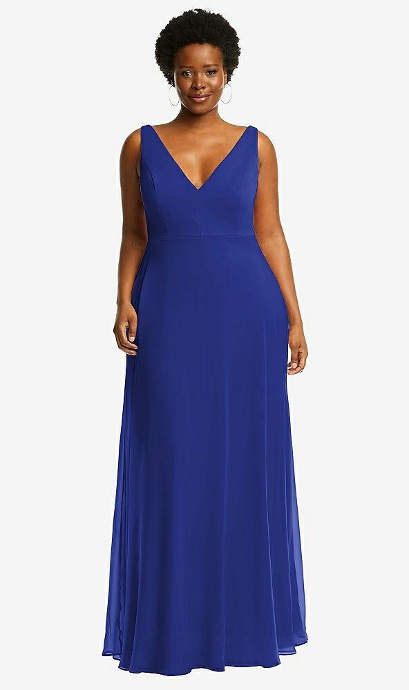 deep v-neck chiffon maxi dress