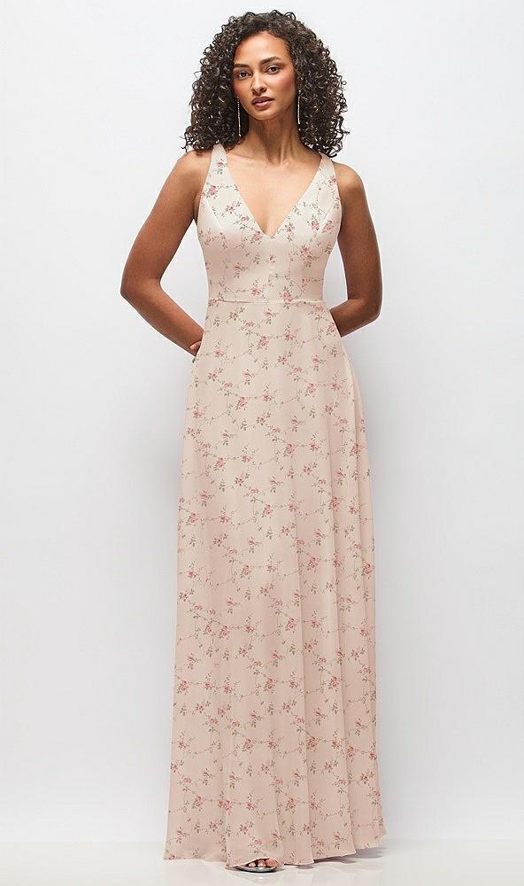 deep v-neck chiffon maxi dress