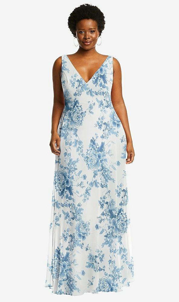 deep v-neck chiffon maxi dress