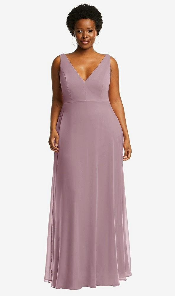 deep v-neck chiffon maxi dress