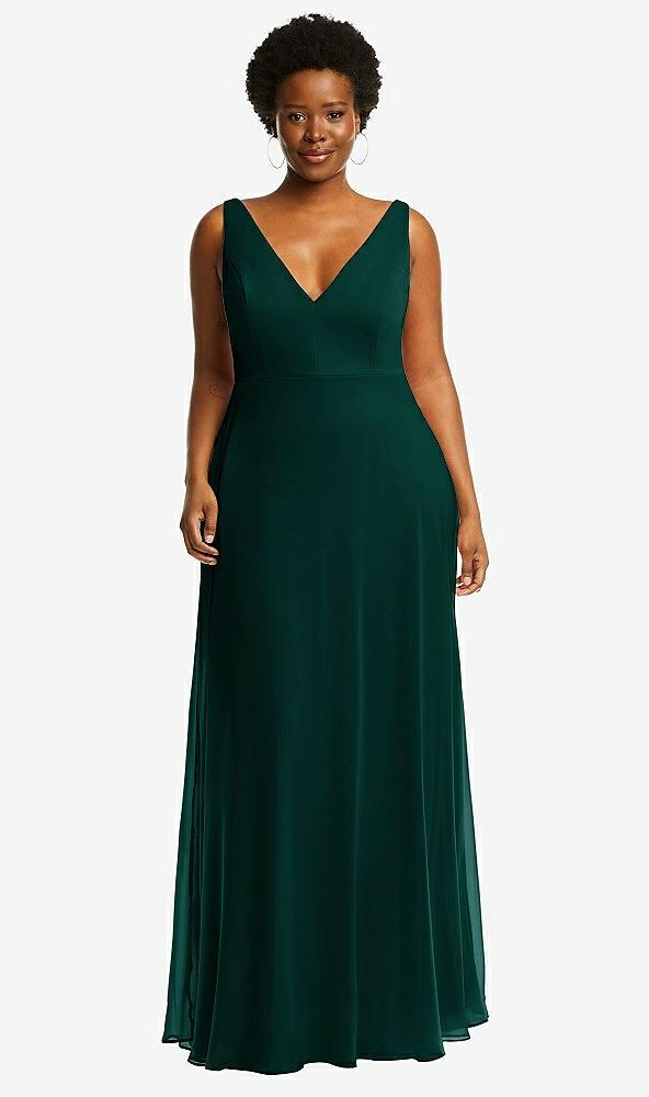 deep v-neck chiffon maxi dress