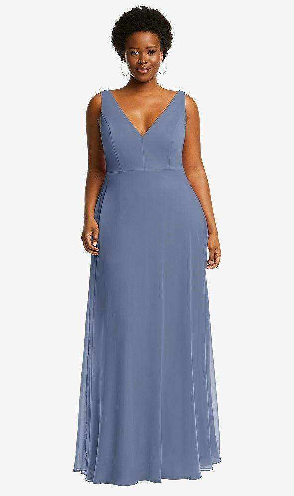 deep v-neck chiffon maxi dress