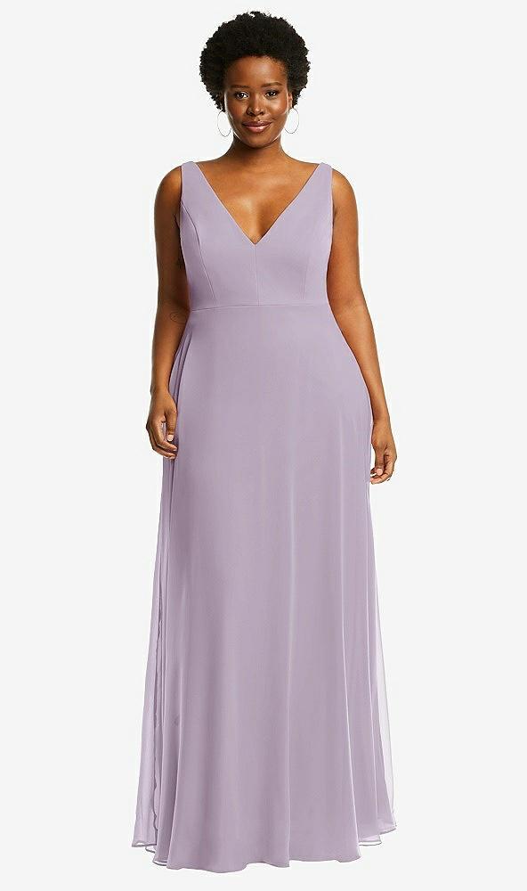 deep v-neck chiffon maxi dress