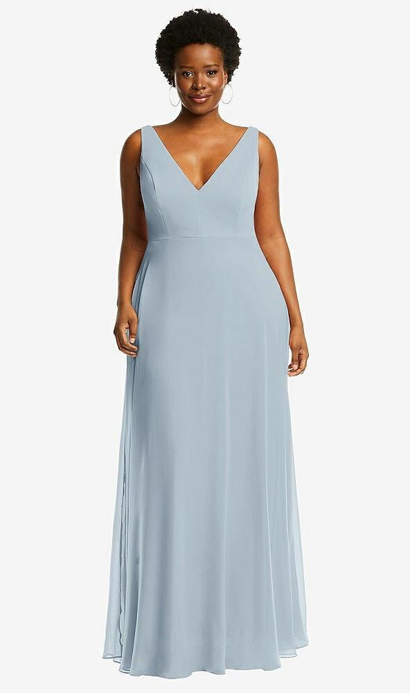 deep v-neck chiffon maxi dress