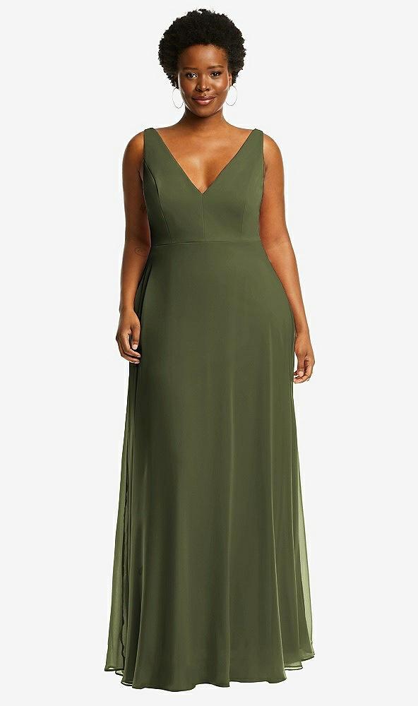 deep v-neck chiffon maxi dress
