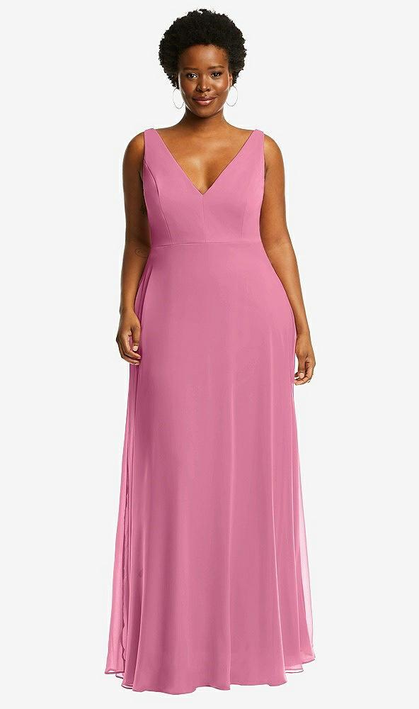 deep v-neck chiffon maxi dress