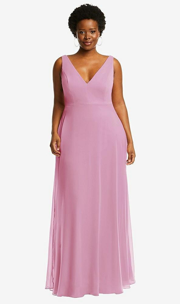 deep v-neck chiffon maxi dress