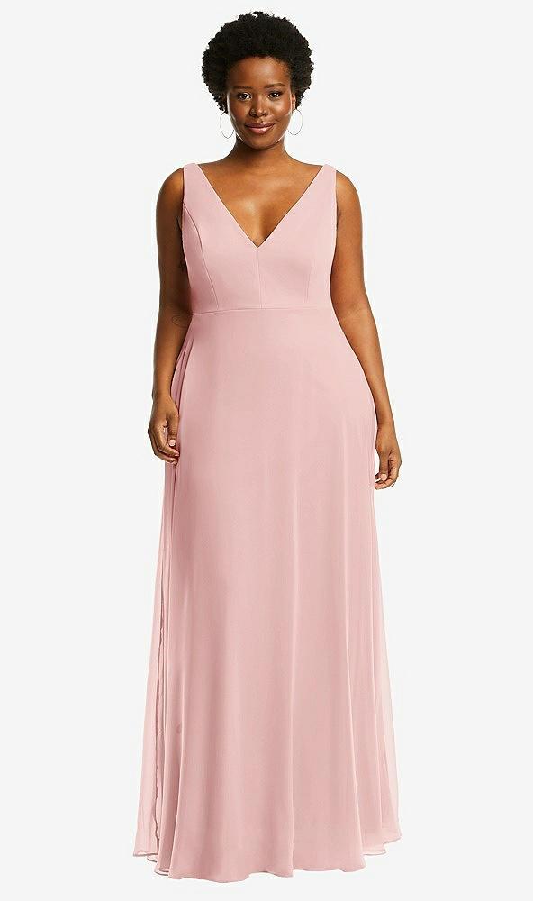 deep v-neck chiffon maxi dress