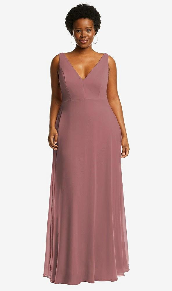 deep v-neck chiffon maxi dress