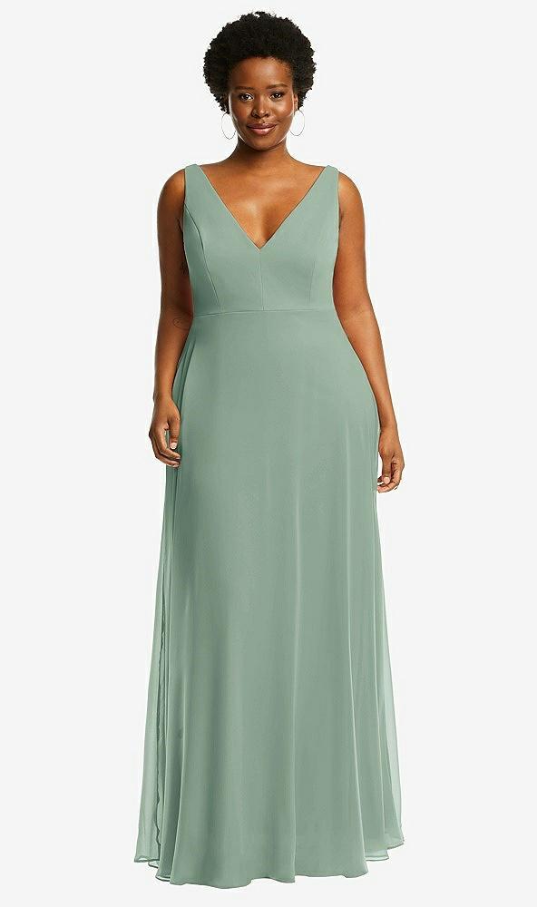 deep v-neck chiffon maxi dress