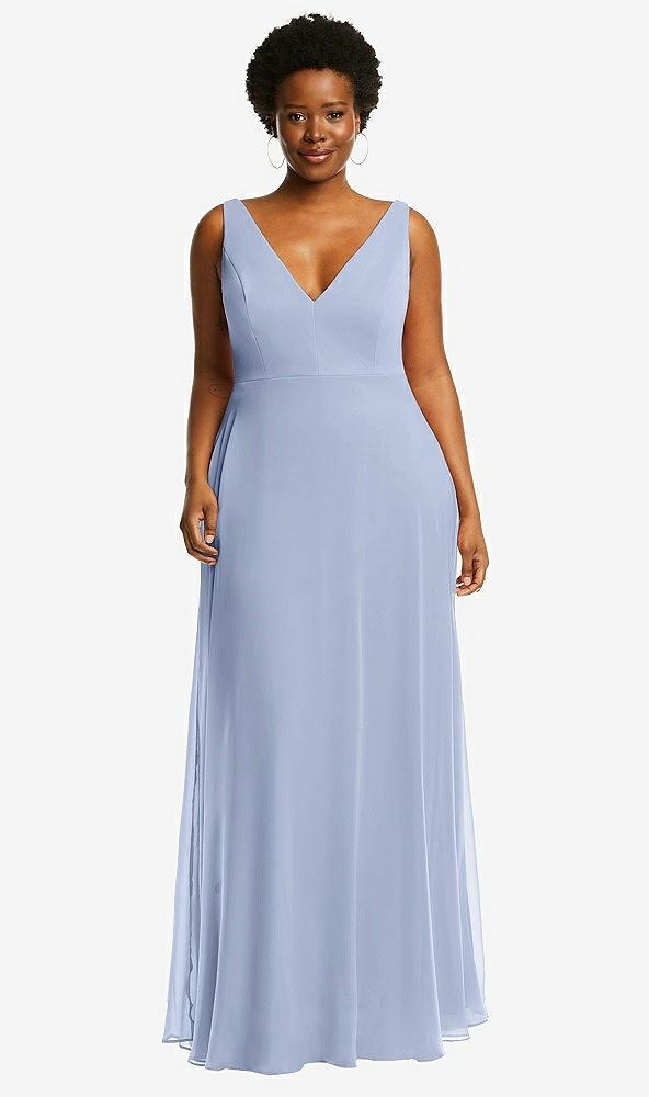 deep v-neck chiffon maxi dress