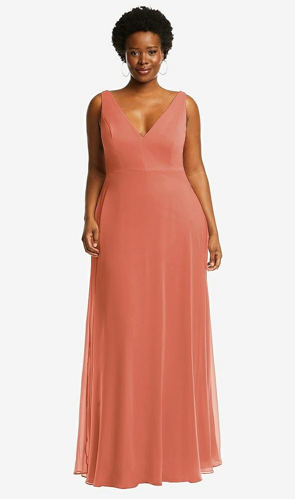 deep v-neck chiffon maxi dress