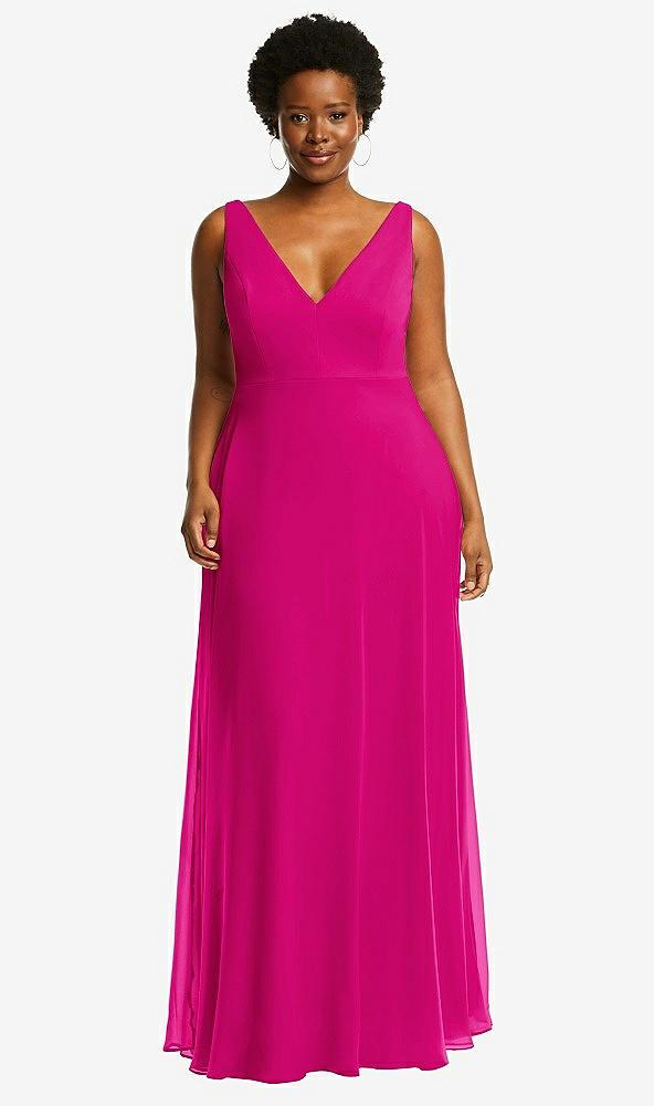 deep v-neck chiffon maxi dress