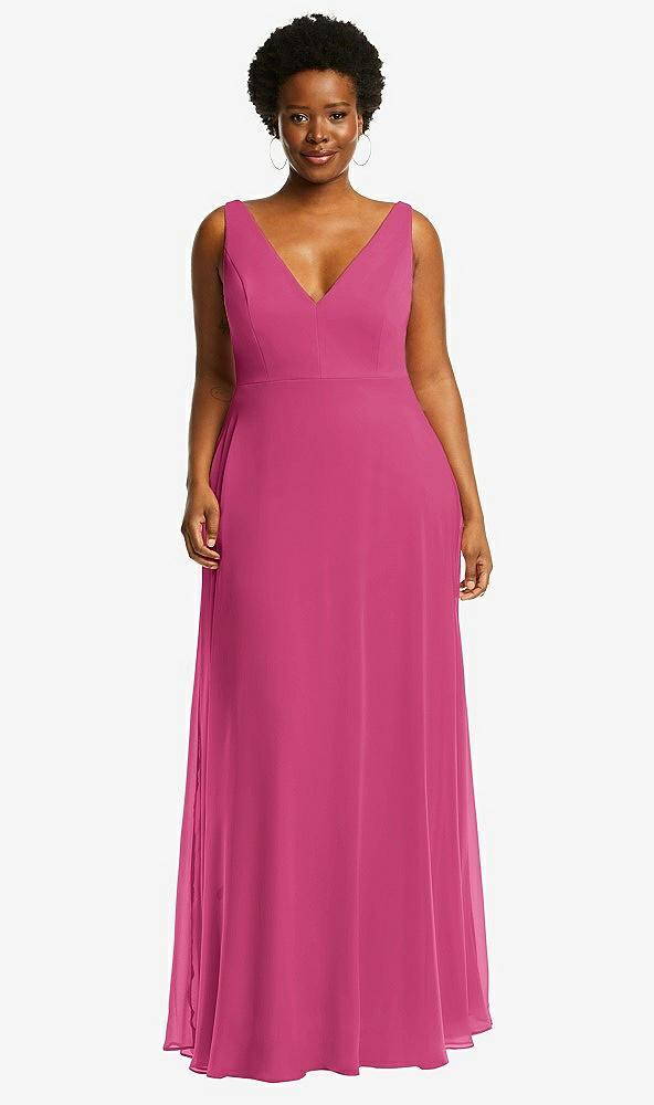 deep v-neck chiffon maxi dress