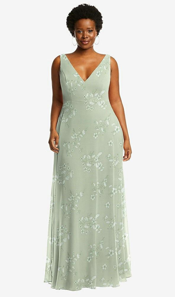 deep v-neck chiffon maxi dress