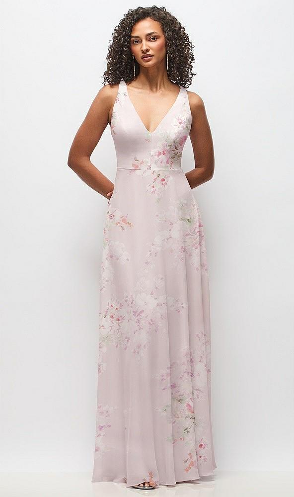 deep v-neck chiffon maxi dress