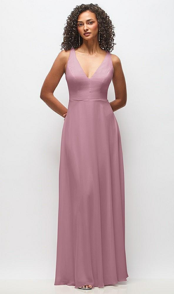 deep v-neck chiffon maxi dress